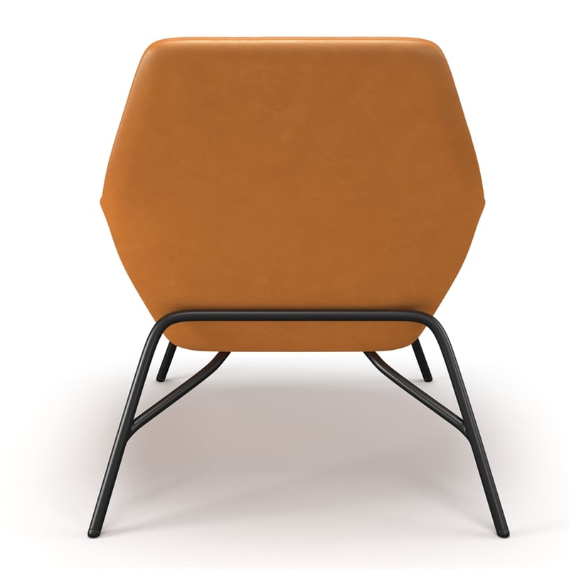 Pemberly Row Vegan Leather Accent Chair - Black Leatherette in Caramel