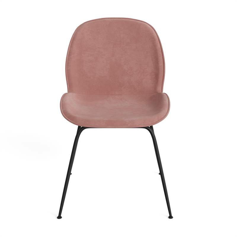Pemberly Row Velvet Side Chairs with Black Matte Metal Legs (Set of 2)