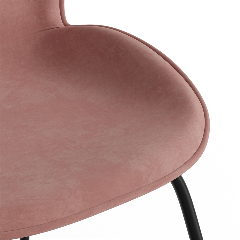 Pemberly Row Velvet Side Chairs with Black Matte Metal Legs (Set of 2)