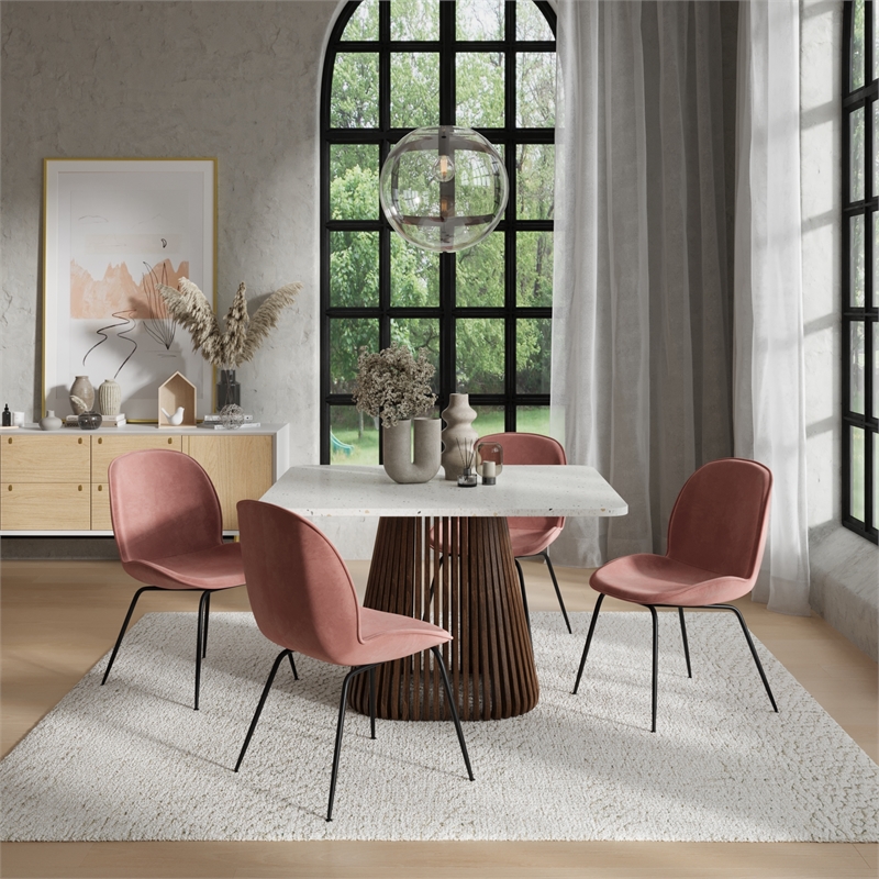 Pemberly Row Velvet Side Chairs with Black Matte Metal Legs (Set of 2)