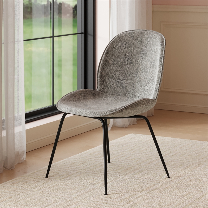 Pemberly Row Fabric Side Chairs with Black Matte Metal Legs (Set of 2)