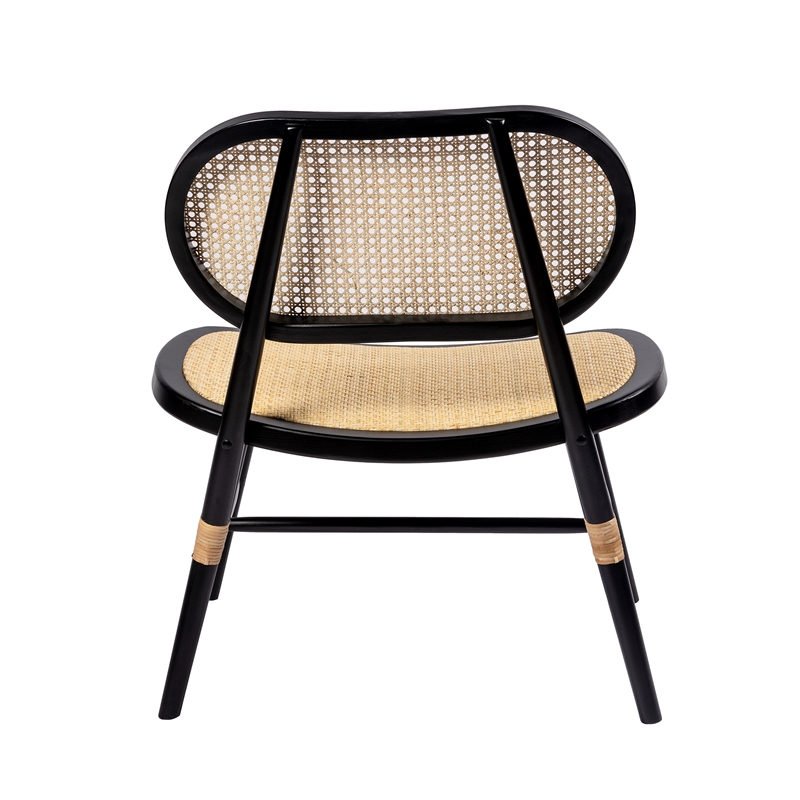 Pemberly Row Solid Wood with Natural Cane Side Chairs (Set of 2) in Black