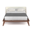 Pemberly Row Modern Walnut Curved Upholstered Queen-Size Bed in Walnut