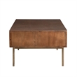 Pemberly Row Solid Wood with Natural Woven Cane Coffee Table in Walnut