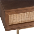 Pemberly Row Solid Wood with Natural Woven Cane Coffee Table in Walnut