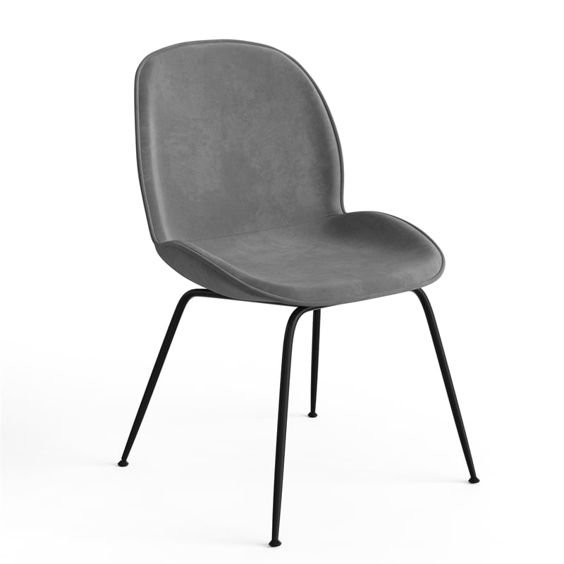 Pemberly Row Velvet Side Chairs with Black Matte Metal Legs (Set of 2)