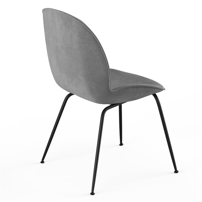 Pemberly Row Velvet Side Chairs with Black Matte Metal Legs (Set of 2)