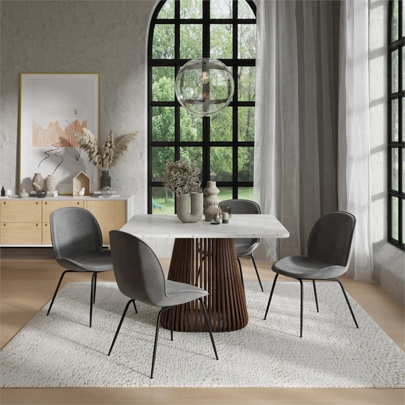 Pemberly Row Velvet Side Chairs with Black Matte Metal Legs (Set of 2)