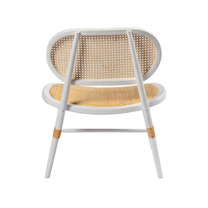 Pemberly Row Solid Wood with Natural Cane Side Chairs (Set of 2) in White
