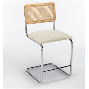 Pemberly Row Cane Back Boucle Counter Height Stool (Set Of 2) in White