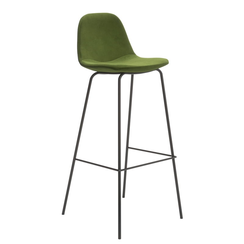 Pemberly Row Performance Velvet Bar Height Stools (Set of 2) in Forest