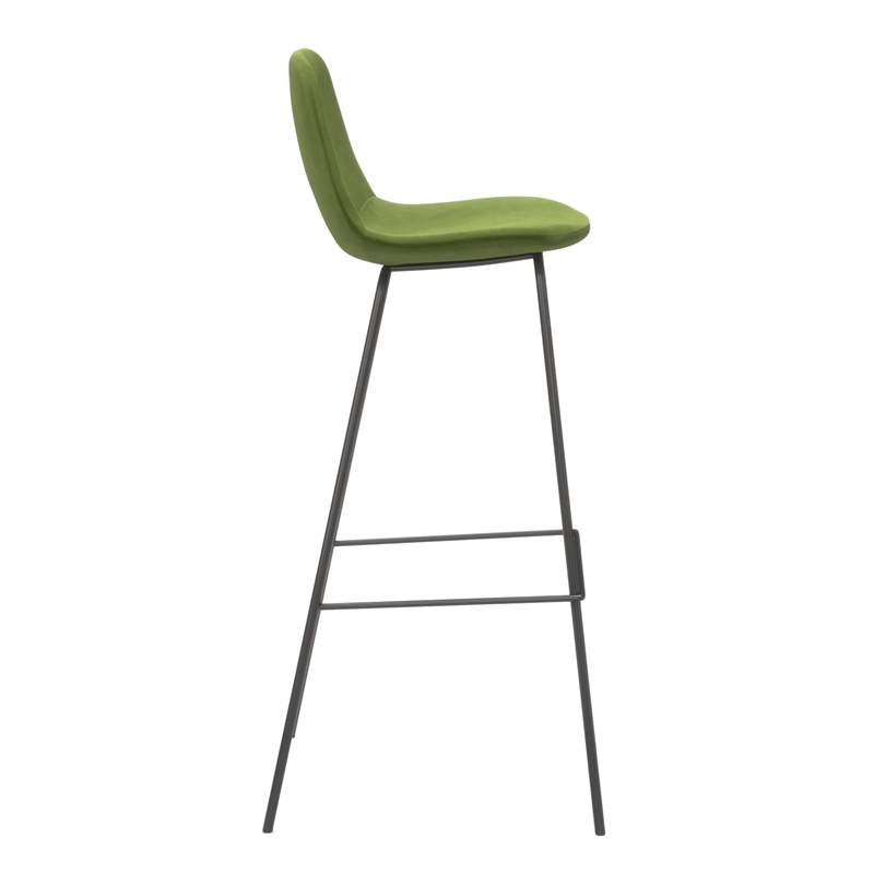 Pemberly Row Performance Velvet Bar Height Stools (Set of 2) in Forest