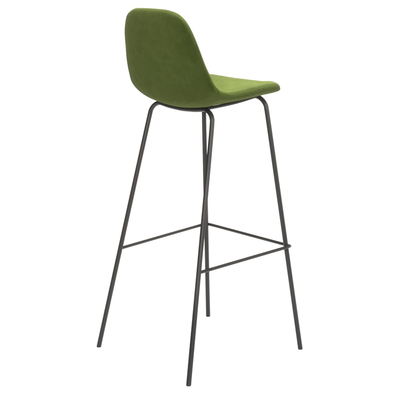 Pemberly Row Performance Velvet Bar Height Stools (Set of 2) in Forest