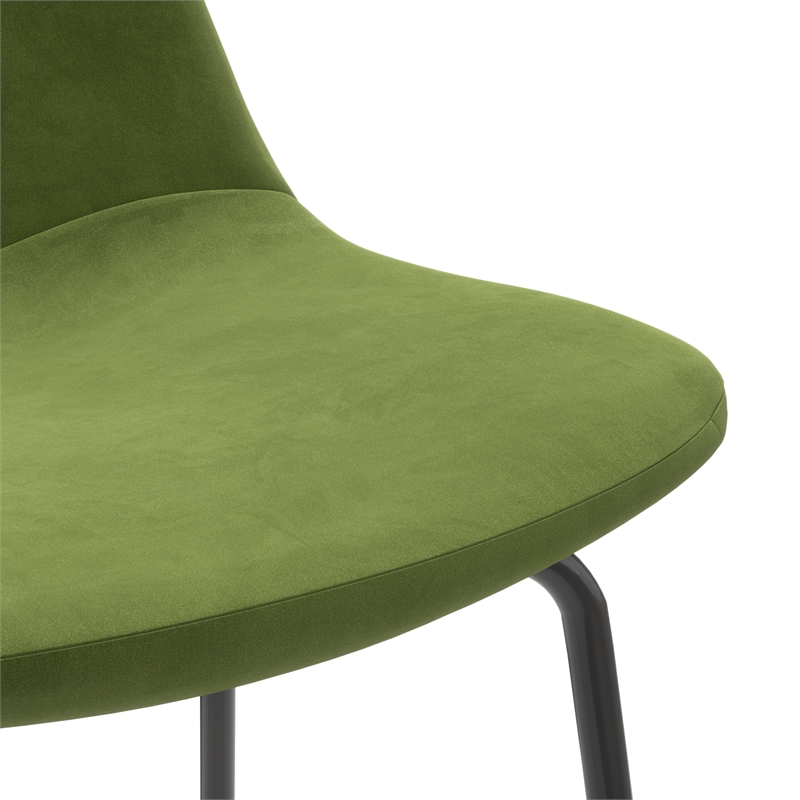 Pemberly Row Performance Velvet Bar Height Stools (Set of 2) in Forest