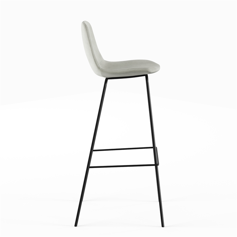 Pemberly Row Performance Velvet Bar Height Stools (Set of 2) in Silver