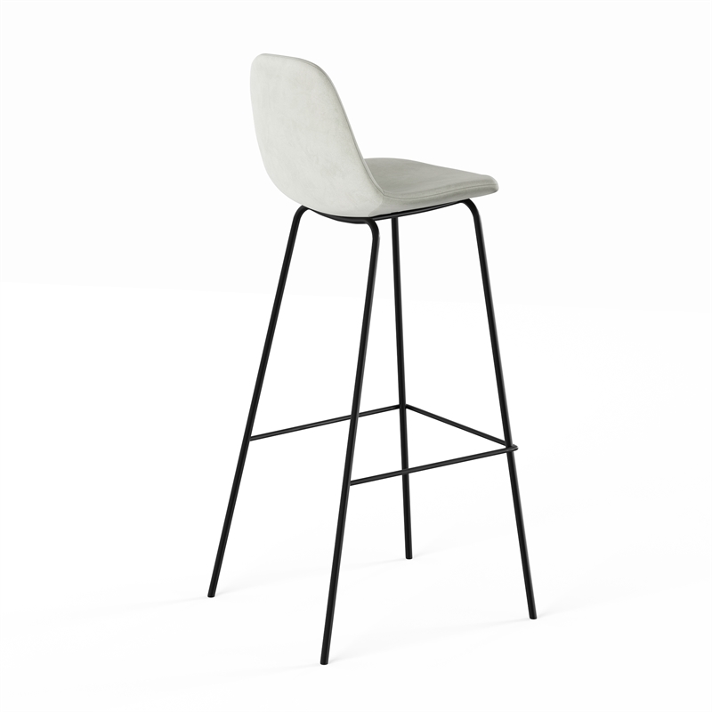 Pemberly Row Performance Velvet Bar Height Stools (Set of 2) in Silver