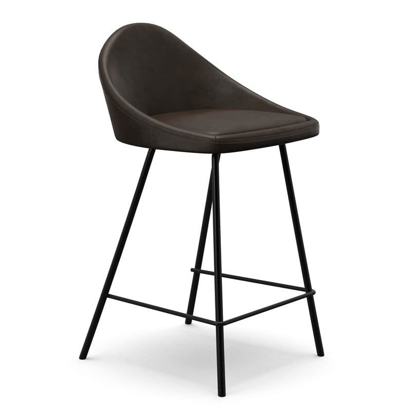 Pemberly Row Vegan Leather Counter Height Stools (Set of 2) in Tobacco