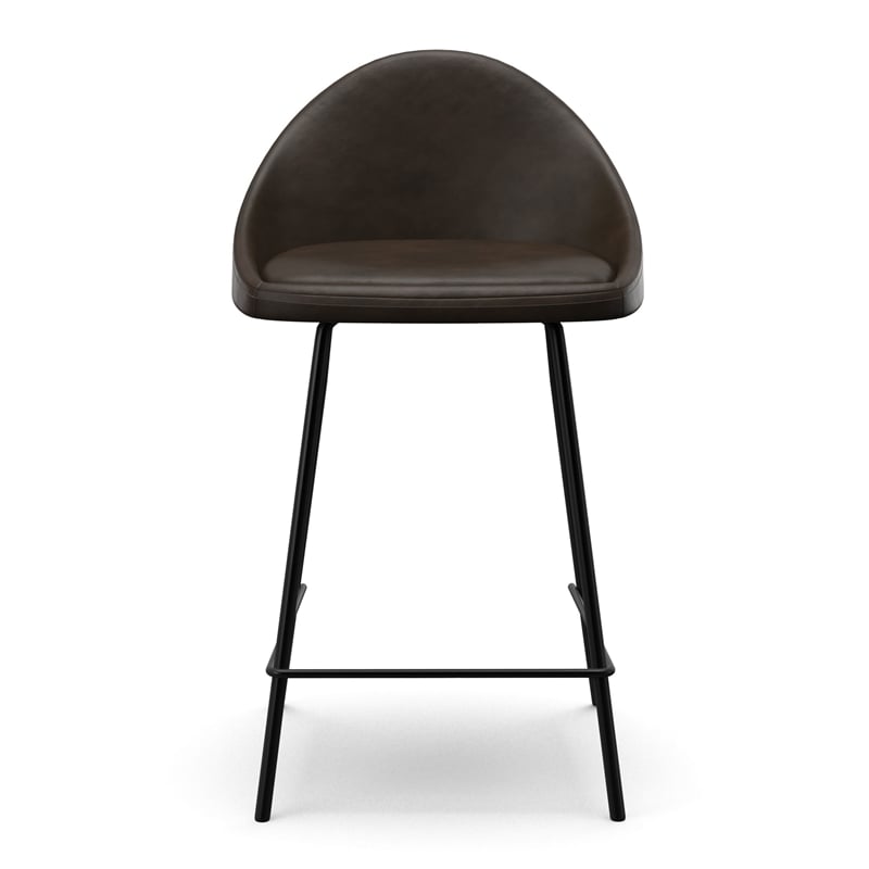 Pemberly Row Vegan Leather Counter Height Stools (Set of 2) in Tobacco