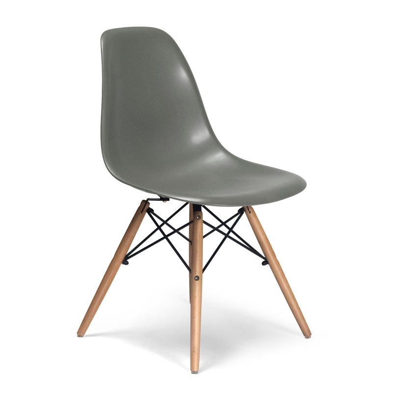 Pemberly Row Durable Molded Plastic Seat Side Chairs (Set of 2) in Gray