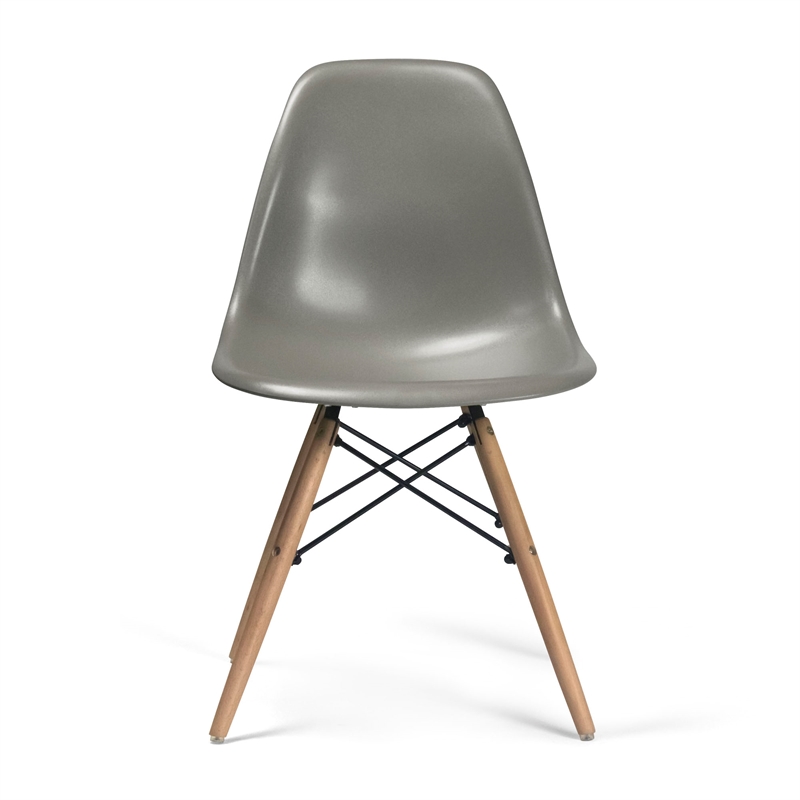 Pemberly Row Durable Molded Plastic Seat Side Chairs (Set of 2) in Gray