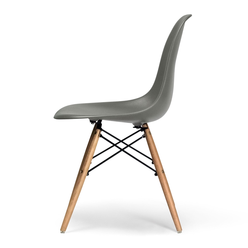 Pemberly Row Durable Molded Plastic Seat Side Chairs (Set of 2) in Gray