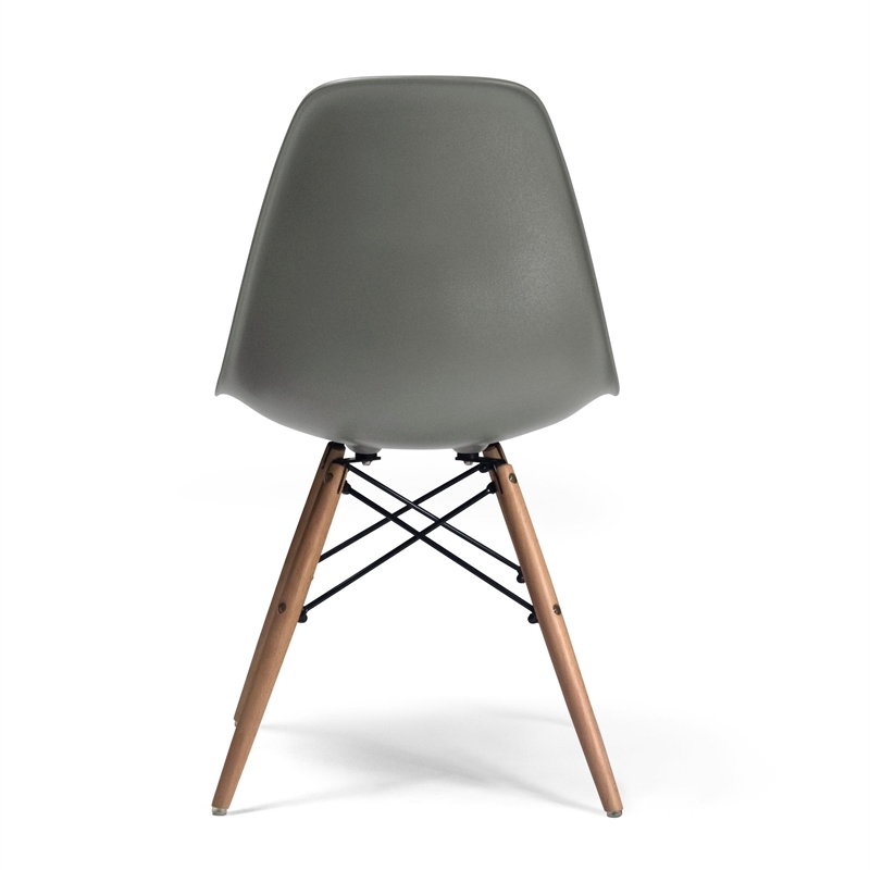 Pemberly Row Durable Molded Plastic Seat Side Chairs (Set of 2) in Gray
