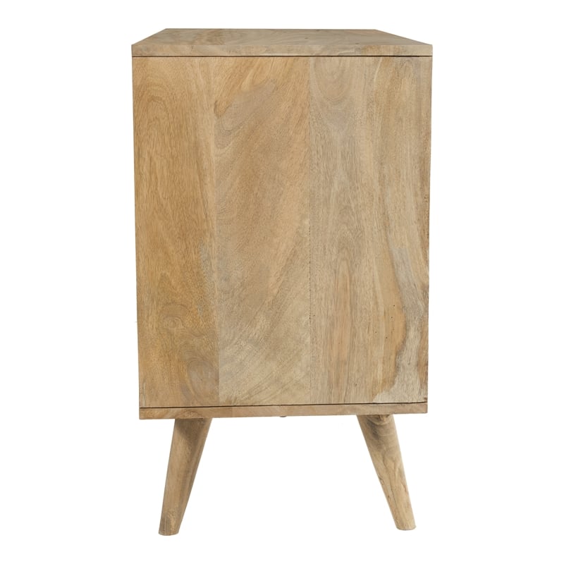 Pemberly Row Two-Door Solid Wood with Natural Cane Sideboard in Natural