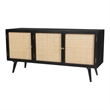 Pemberly Row Three-Door Solid Wood with Natural Cane Sideboard in Black