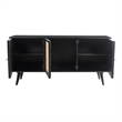 Pemberly Row Three-Door Solid Wood with Natural Cane Sideboard in Black