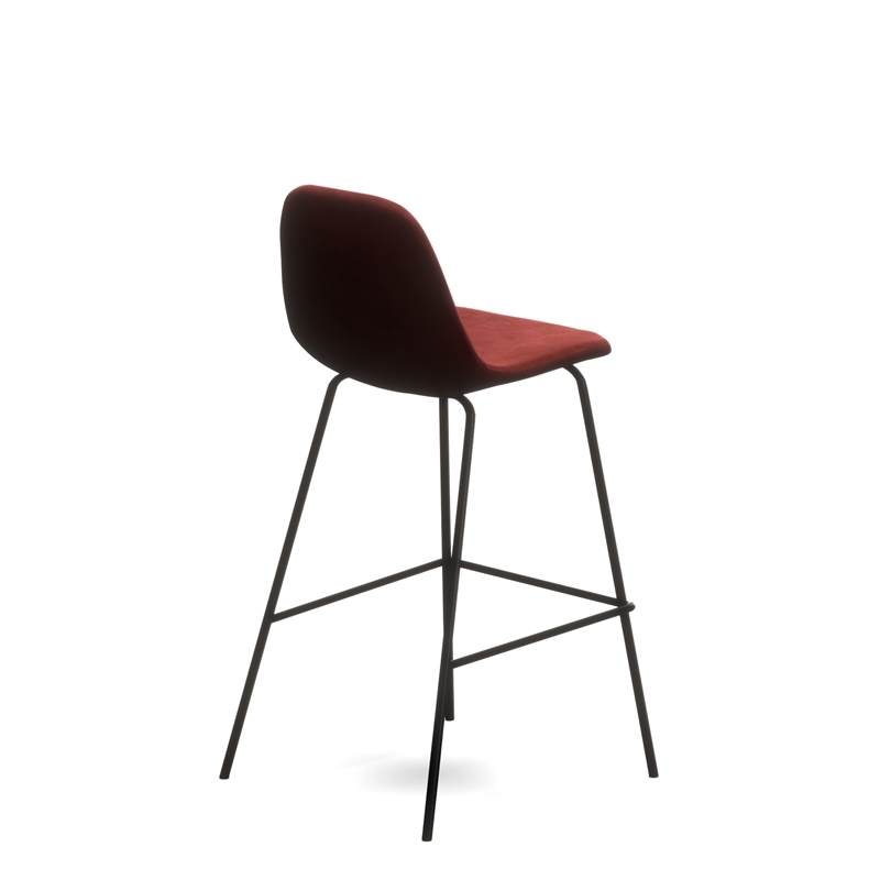 Pemberly Row Velvet Performance Counter Height Stools (Set of 2) in Red