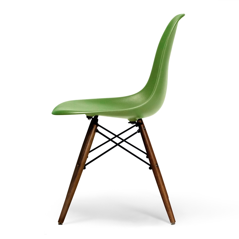 Pemberly Row Durable Molded Plastic Seat Side Chairs (Set of 2) in Green