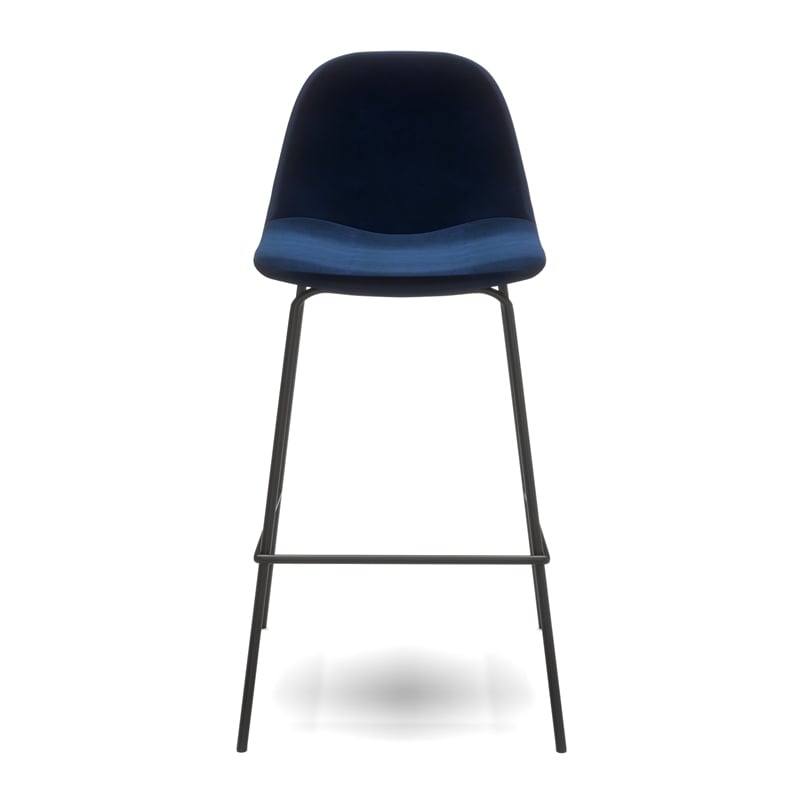 Pemberly Row Velvet Performance Counter Height Stools (Set of 2) in Blue