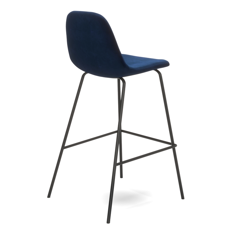 Pemberly Row Velvet Performance Counter Height Stools (Set of 2) in Blue