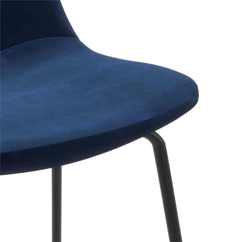 Pemberly Row Velvet Performance Counter Height Stools (Set of 2) in Blue