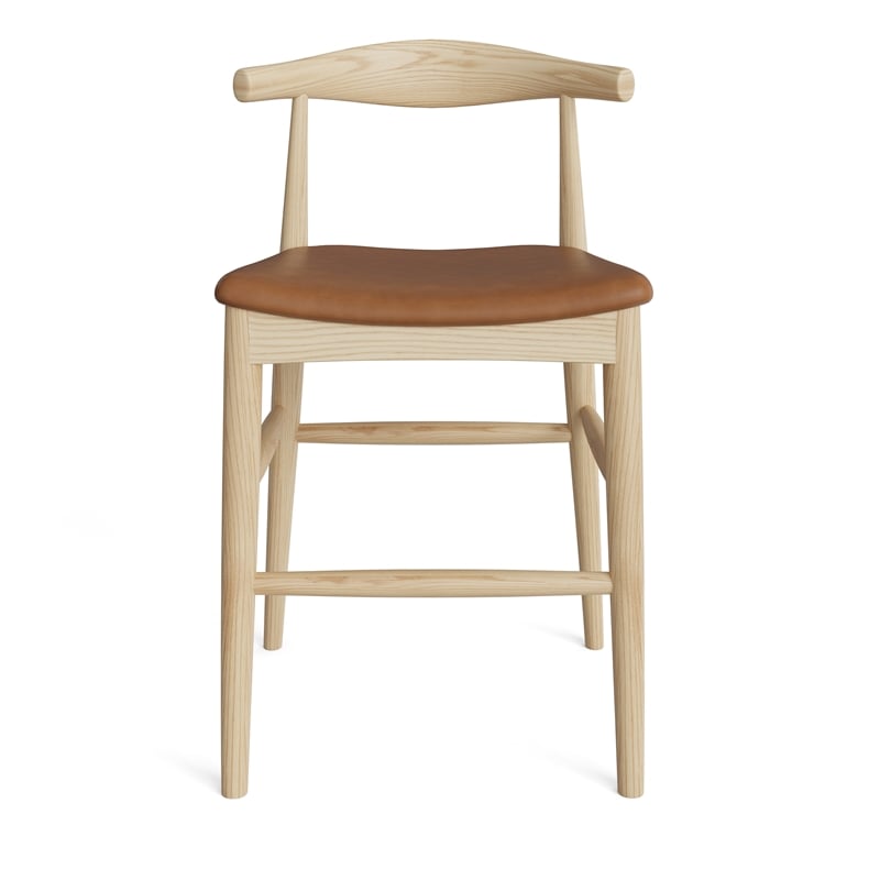 Pemberly Row Danish Design Vegan Leather Counter Height Stool in Natural