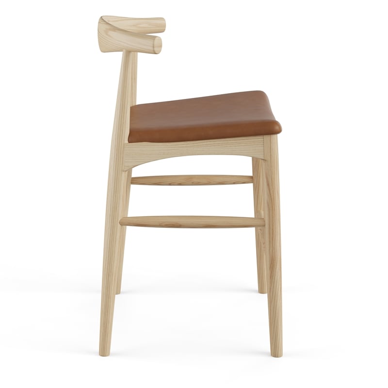 Pemberly Row Danish Design Vegan Leather Counter Height Stool in Natural