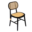 Pemberly Row Solid Wood with Natural Cane Side Chairs (Set of 2) in Black