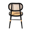 Pemberly Row Solid Wood with Natural Cane Side Chairs (Set of 2) in Black