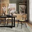 Pemberly Row Solid Wood with Natural Cane Side Chairs (Set of 2) in Black