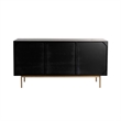 Pemberly Row 3-Door Solid Wood with Natural Woven Cane Sideboard in Black