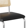 Pemberly Row Cane Back Vegan Leather Bar Height Stool (Set of 2) in Black