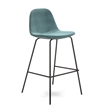 Pemberly Row Velvet Performance Counter Height Stools (Set of 2) in Ocean