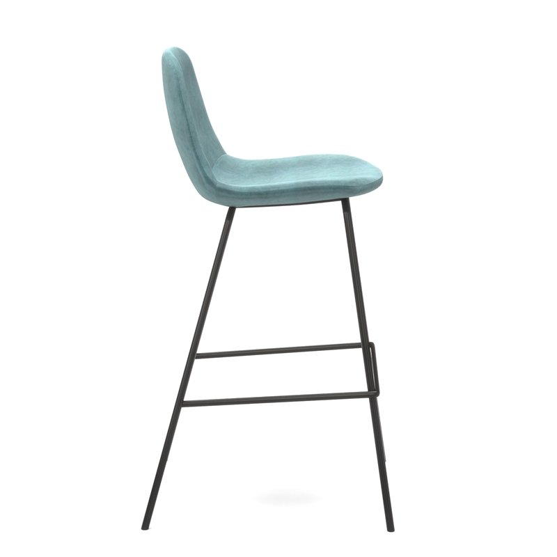 Pemberly Row Velvet Performance Counter Height Stools (Set of 2) in Ocean
