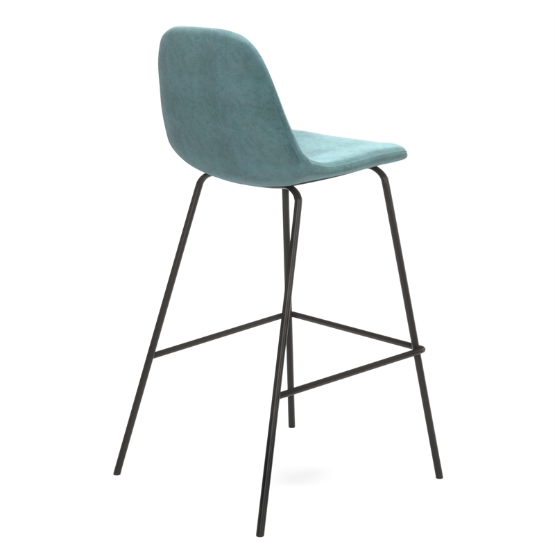 Pemberly Row Velvet Performance Counter Height Stools (Set of 2) in Ocean