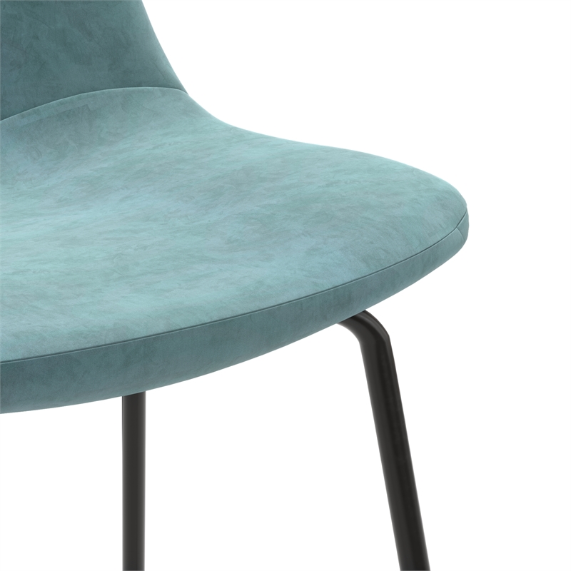 Pemberly Row Velvet Performance Counter Height Stools (Set of 2) in Ocean