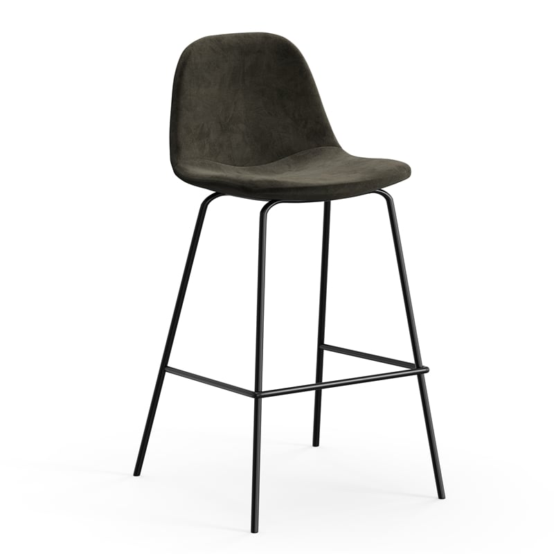 Pemberly Row Velvet Performance Counter Height Stools (Set of 2) in Smoke