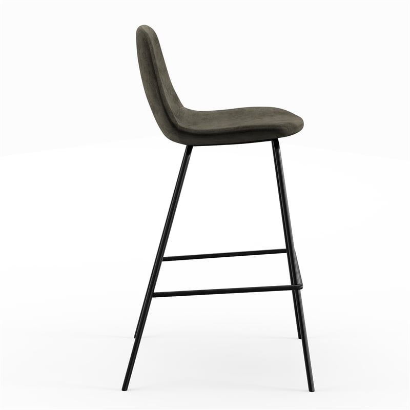 Pemberly Row Velvet Performance Counter Height Stools (Set of 2) in Smoke