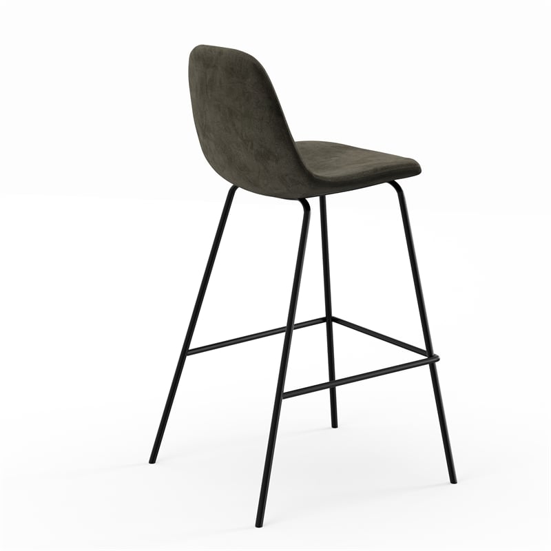 Pemberly Row Velvet Performance Counter Height Stools (Set of 2) in Smoke