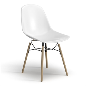 Pemberly Row Molded Plastic Contoured Seat Side Chairs (Set of 2) in White