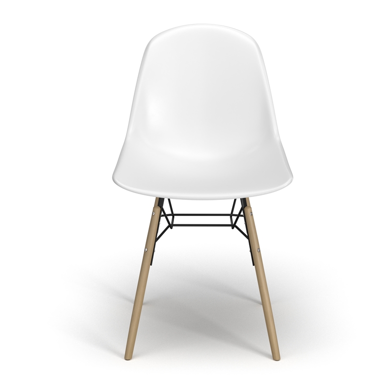 Pemberly Row Molded Plastic Contoured Seat Side Chairs (Set of 2) in White